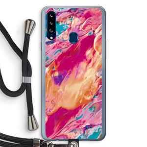 CaseCompany Pastel Echoes: Samsung Galaxy A20s Transparant Hoesje met koord