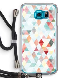 CaseCompany Gekleurde driehoekjes pastel: Samsung Galaxy S6 Transparant Hoesje met koord