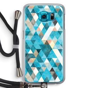 CaseCompany Gekleurde driehoekjes blauw: Samsung Galaxy S6 Transparant Hoesje met koord