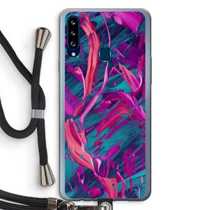 CaseCompany Pink Clouds: Samsung Galaxy A20s Transparant Hoesje met koord