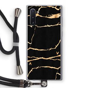 CaseCompany Gouden marmer: Samsung Galaxy Note 10 Transparant Hoesje met koord