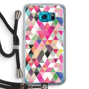 CaseCompany Gekleurde driehoekjes: Samsung Galaxy S6 Transparant Hoesje met koord