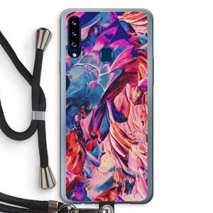 CaseCompany Pink Orchard: Samsung Galaxy A20s Transparant Hoesje met koord