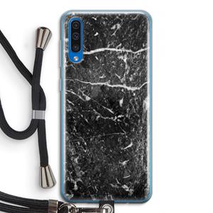 CaseCompany Zwart marmer: Samsung Galaxy A50 Transparant Hoesje met koord