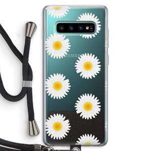 CaseCompany Margrietjes: Samsung Galaxy S10 Plus Transparant Hoesje met koord