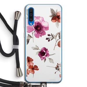 CaseCompany Geschilderde bloemen: Samsung Galaxy A50 Transparant Hoesje met koord