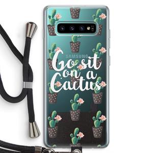 CaseCompany Cactus quote: Samsung Galaxy S10 Plus Transparant Hoesje met koord