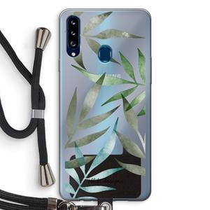 CaseCompany Tropical watercolor leaves: Samsung Galaxy A20s Transparant Hoesje met koord