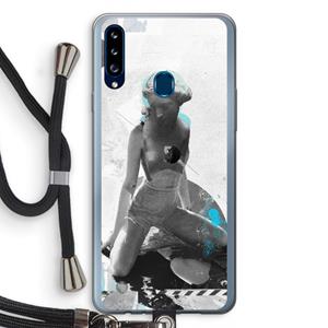CaseCompany I will not feel a thing: Samsung Galaxy A20s Transparant Hoesje met koord