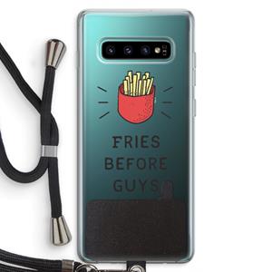 CaseCompany Fries before guys: Samsung Galaxy S10 Plus Transparant Hoesje met koord