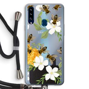 CaseCompany No flowers without bees: Samsung Galaxy A20s Transparant Hoesje met koord