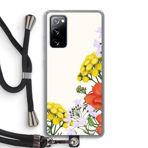 CaseCompany Wilde bloemen: Samsung Galaxy S20 FE / S20 FE 5G Transparant Hoesje met koord