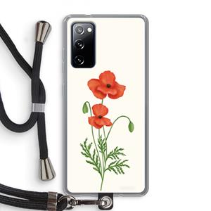 CaseCompany Red poppy: Samsung Galaxy S20 FE / S20 FE 5G Transparant Hoesje met koord