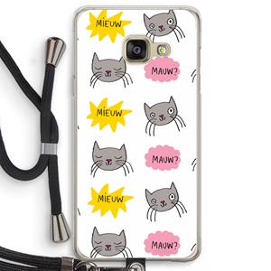 CaseCompany Meow: Samsung Galaxy A3 (2016) Transparant Hoesje met koord