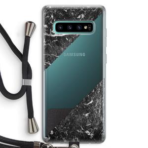 CaseCompany Zwart marmer: Samsung Galaxy S10 Plus Transparant Hoesje met koord