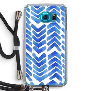 CaseCompany Blauwe pijlen: Samsung Galaxy S6 Transparant Hoesje met koord