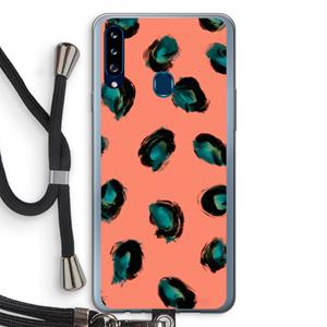 CaseCompany Pink Cheetah: Samsung Galaxy A20s Transparant Hoesje met koord