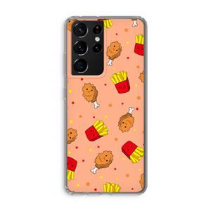 CaseCompany Chicken 'n Fries: Samsung Galaxy S21 Ultra Transparant Hoesje