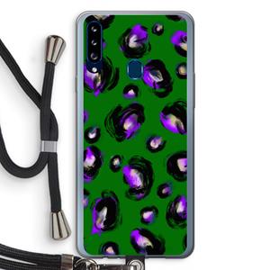 CaseCompany Green Cheetah: Samsung Galaxy A20s Transparant Hoesje met koord