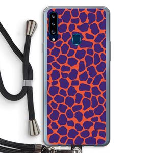 CaseCompany Purple Giraffe: Samsung Galaxy A20s Transparant Hoesje met koord