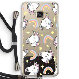 CaseCompany Rainbow Unicorn: Samsung Galaxy A3 (2016) Transparant Hoesje met koord