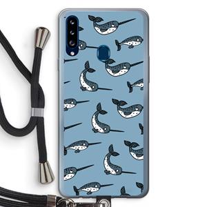 CaseCompany Narwhal: Samsung Galaxy A20s Transparant Hoesje met koord