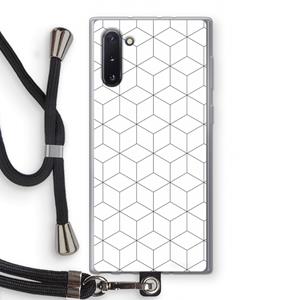 CaseCompany Zwart-witte kubussen: Samsung Galaxy Note 10 Transparant Hoesje met koord