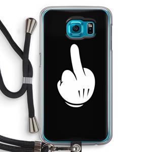 CaseCompany Middle finger black: Samsung Galaxy S6 Transparant Hoesje met koord