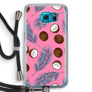CaseCompany Kokosnoot roze: Samsung Galaxy S6 Transparant Hoesje met koord