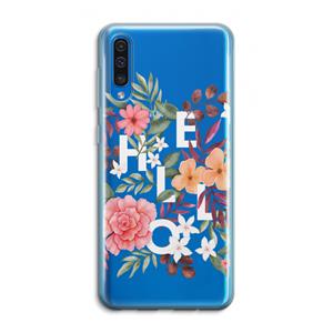 CaseCompany Hello in flowers: Samsung Galaxy A50 Transparant Hoesje