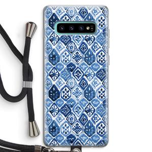 CaseCompany Blauw motief: Samsung Galaxy S10 Plus Transparant Hoesje met koord
