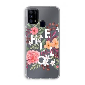 CaseCompany Hello in flowers: Samsung Galaxy M31 Transparant Hoesje