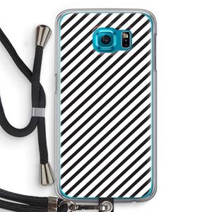 CaseCompany Strepen zwart-wit: Samsung Galaxy S6 Transparant Hoesje met koord