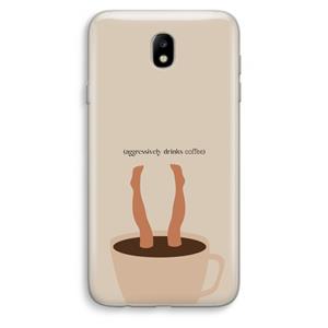 CaseCompany Aggressively drinks coffee: Samsung Galaxy J7 (2017) Transparant Hoesje