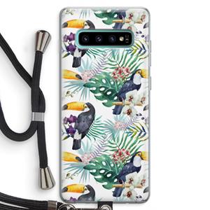 CaseCompany Tukans: Samsung Galaxy S10 Plus Transparant Hoesje met koord
