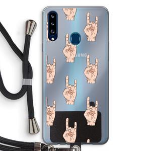 CaseCompany Rock: Samsung Galaxy A20s Transparant Hoesje met koord