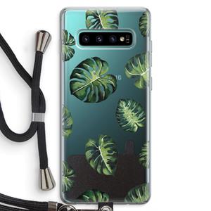 CaseCompany Tropische bladeren: Samsung Galaxy S10 Plus Transparant Hoesje met koord