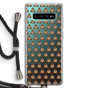 CaseCompany Poop emoji: Samsung Galaxy S10 Plus Transparant Hoesje met koord