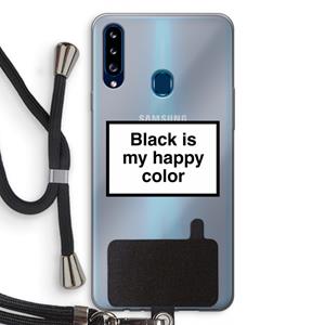 CaseCompany Black is my happy color: Samsung Galaxy A20s Transparant Hoesje met koord