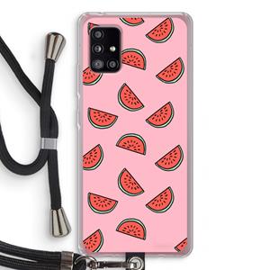 CaseCompany Watermeloen: Samsung Galaxy A51 5G Transparant Hoesje met koord