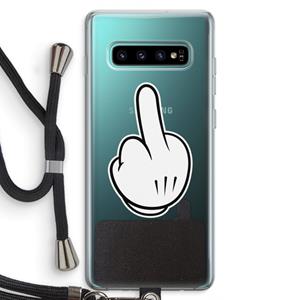 CaseCompany Middle finger white: Samsung Galaxy S10 Plus Transparant Hoesje met koord