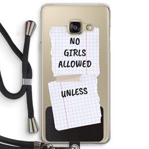 CaseCompany No Girls Allowed Unless: Samsung Galaxy A3 (2016) Transparant Hoesje met koord