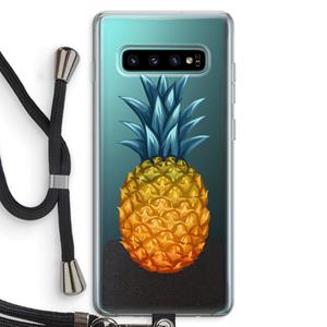 CaseCompany Grote ananas: Samsung Galaxy S10 Plus Transparant Hoesje met koord