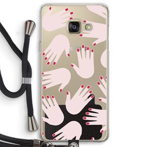 CaseCompany Hands pink: Samsung Galaxy A3 (2016) Transparant Hoesje met koord