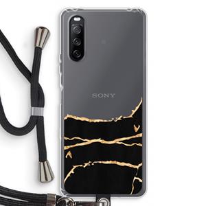 CaseCompany Gouden marmer: Sony Sony Xperia 10 III Transparant Hoesje met koord