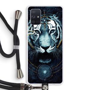 CaseCompany Darkness Tiger: Samsung Galaxy A71 Transparant Hoesje met koord