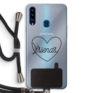 CaseCompany Friends heart black: Samsung Galaxy A20s Transparant Hoesje met koord
