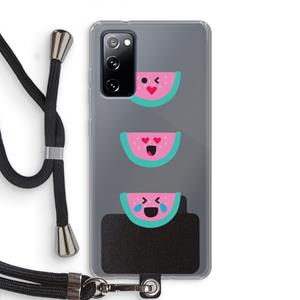 CaseCompany Smiley watermeloen: Samsung Galaxy S20 FE / S20 FE 5G Transparant Hoesje met koord