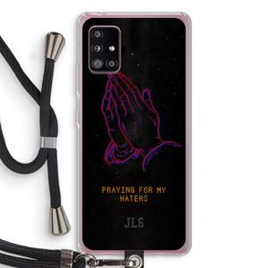 CaseCompany Praying For My Haters: Samsung Galaxy A51 5G Transparant Hoesje met koord