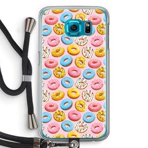CaseCompany Pink donuts: Samsung Galaxy S6 Transparant Hoesje met koord